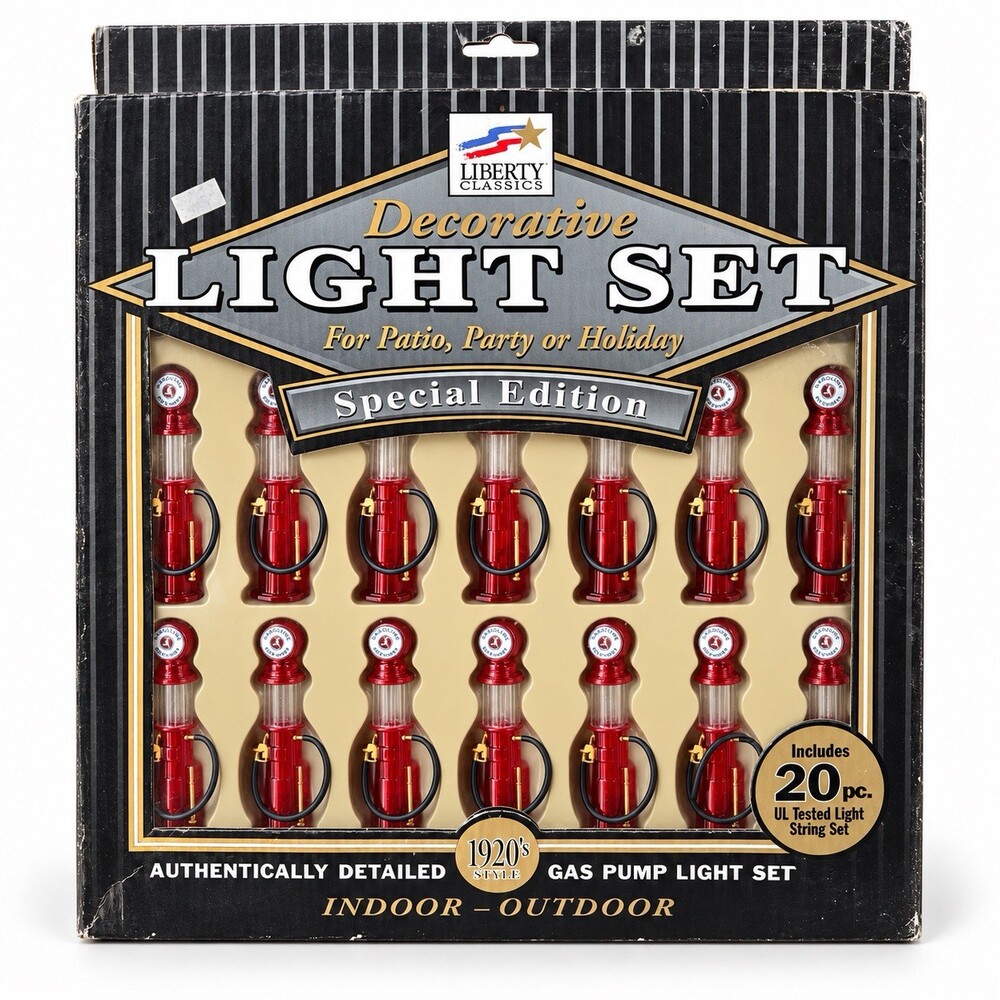 Liberty Classics Gas Pump String Lights 20 Pc 1920s Style Garage Decor NOS